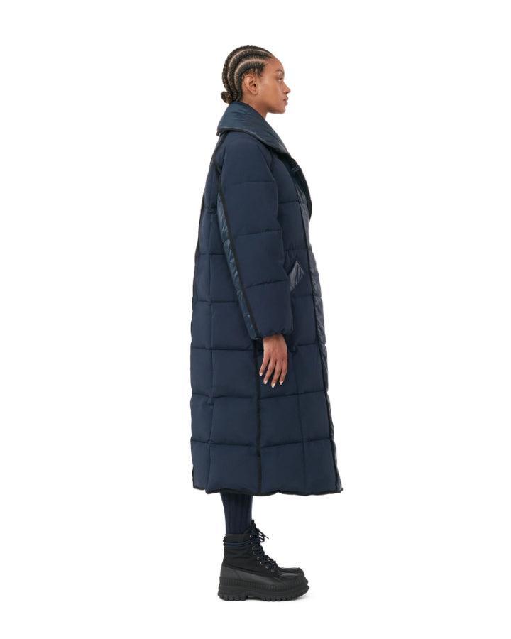 GANNI Navy Paneled Coat