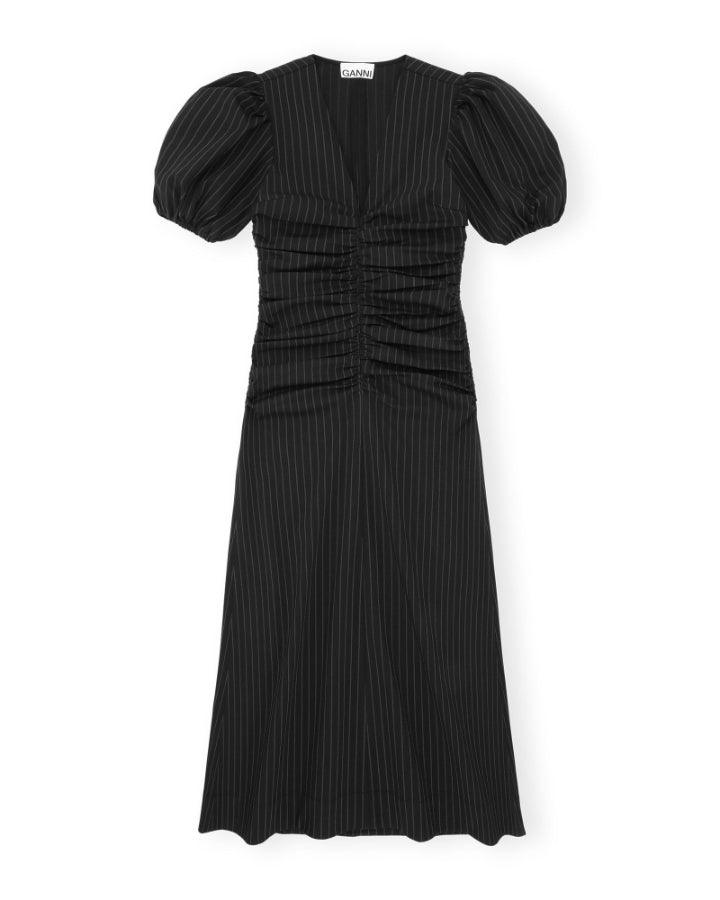 Ganni - Stretch Stripe Gathered Long Dress