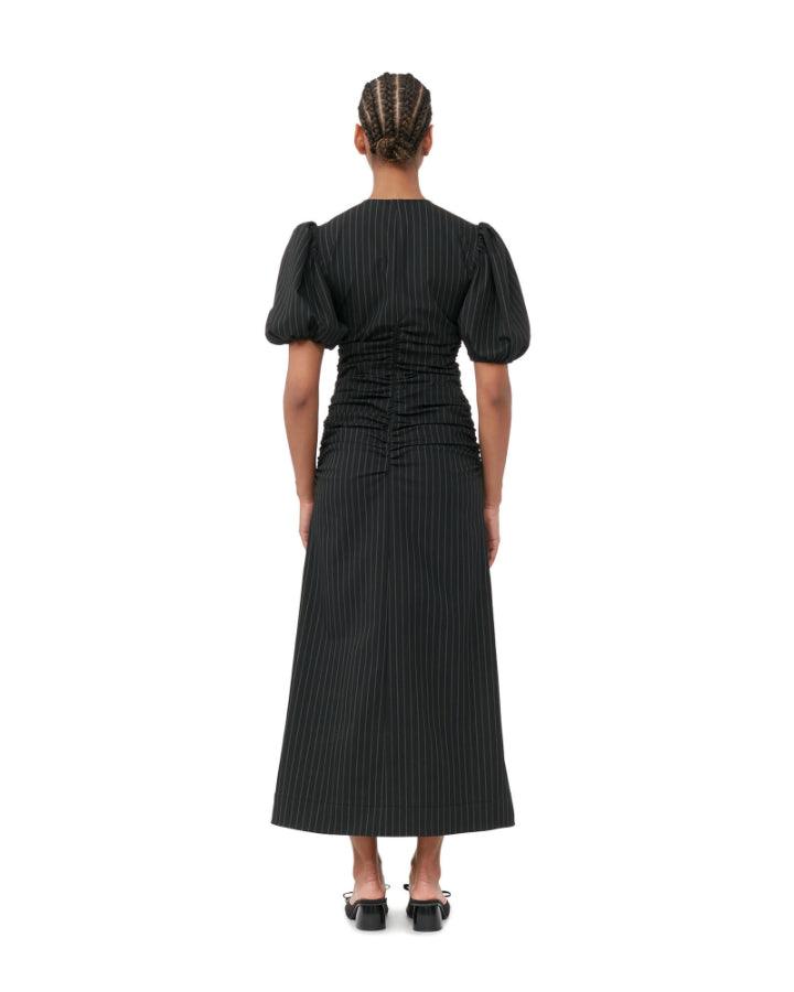 Ganni - Stretch Stripe Gathered Long Dress