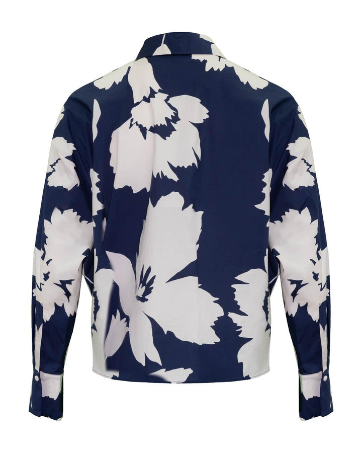 Luisa Cerano - Hibiscus Print Blouse Blue Grey