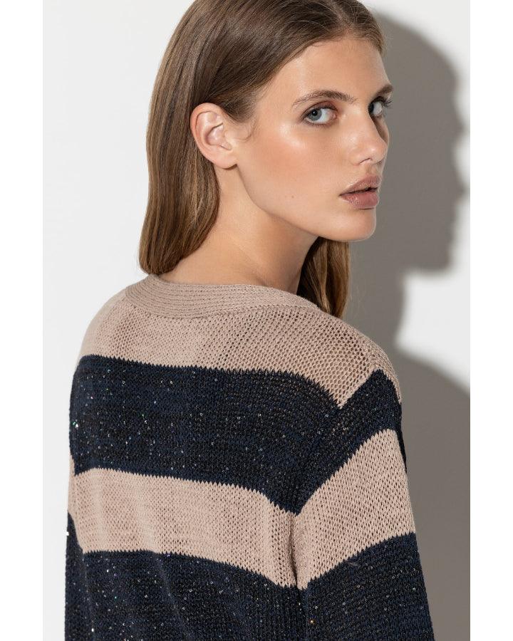 Luisa Cerano - Luisa Cerano Block Stripe Sequin Cardigan