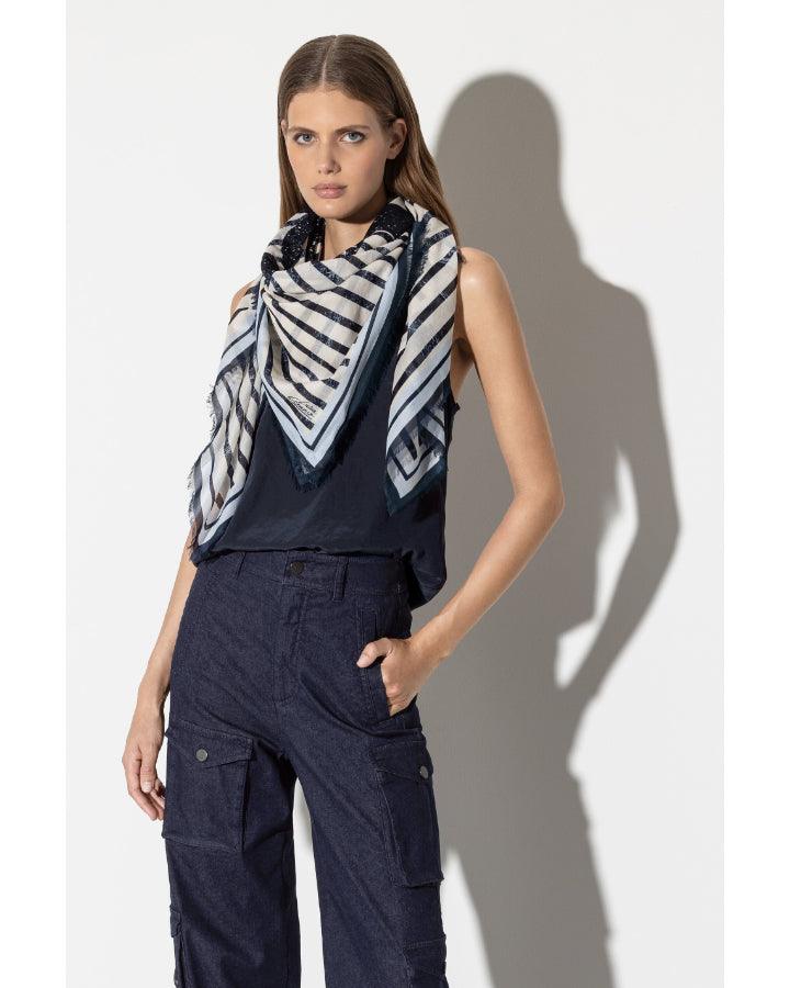 Luisa Cerano - Luisa Cerano Stripe Lettering Scarf