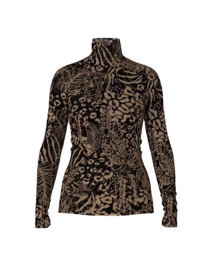 Marc Cain - Animal Crossing Print Mesh Turtleneck