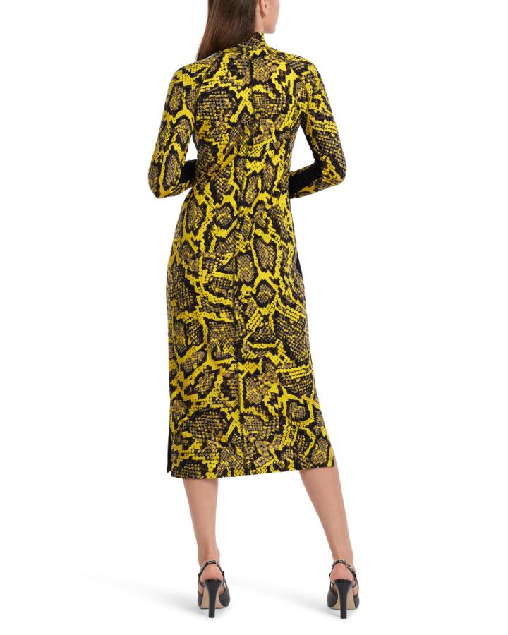 Marc Cain - Snaky Croc Print Fitted Dress