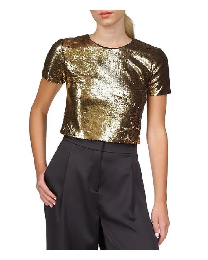 Crew Sequin Crop T Shirt