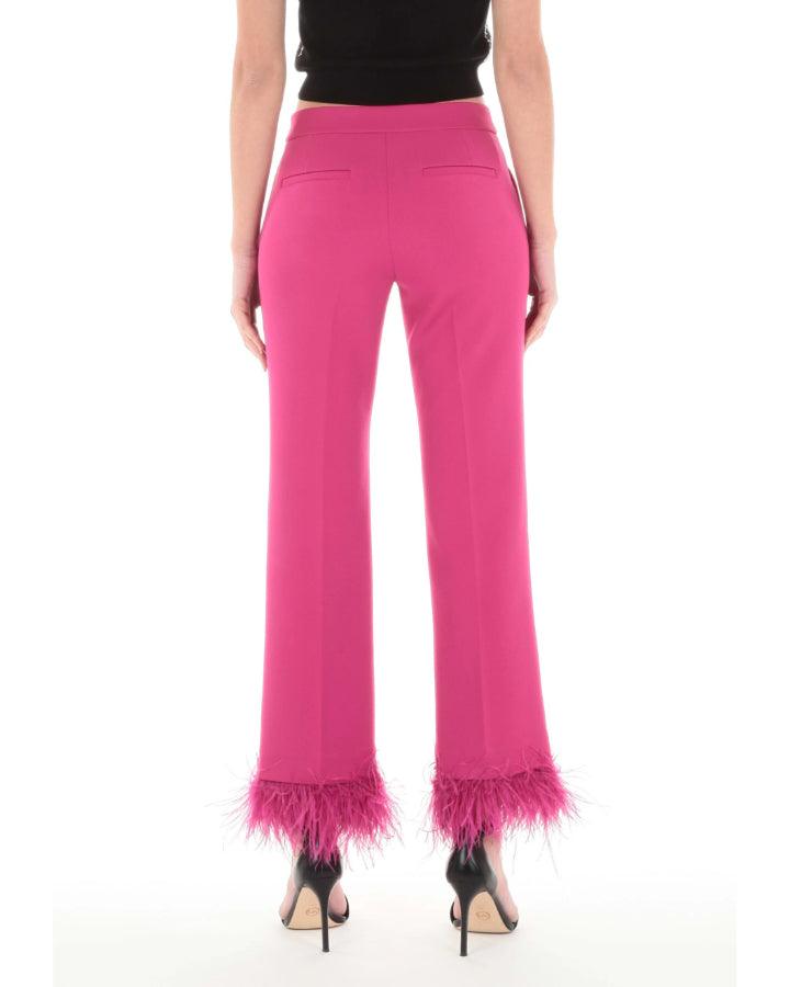 Michael Kors - Detachable Feather Trim Stretch Crepe Pants