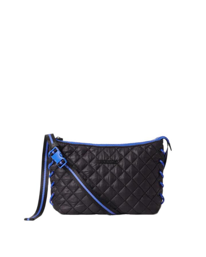 MZ Wallace - Black and Cobalt Small Lace Up Crossbody Bag