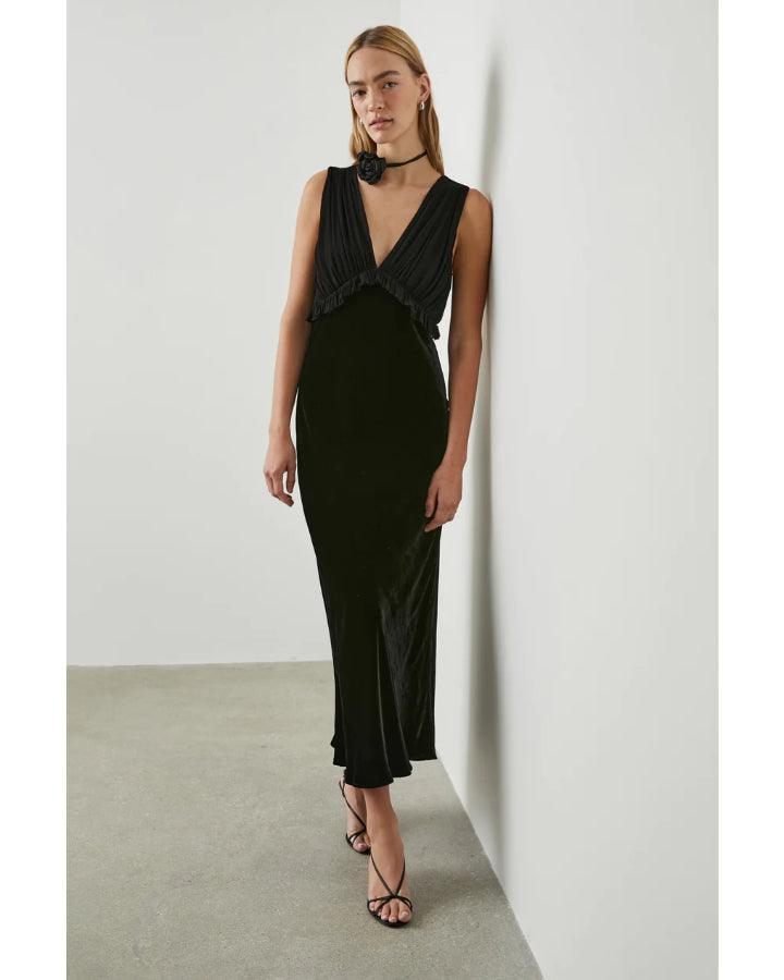 Black velvet sleeveless dress best sale