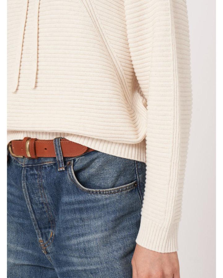 Repeat - Cotton Rib Knit Sweater With Drawstring