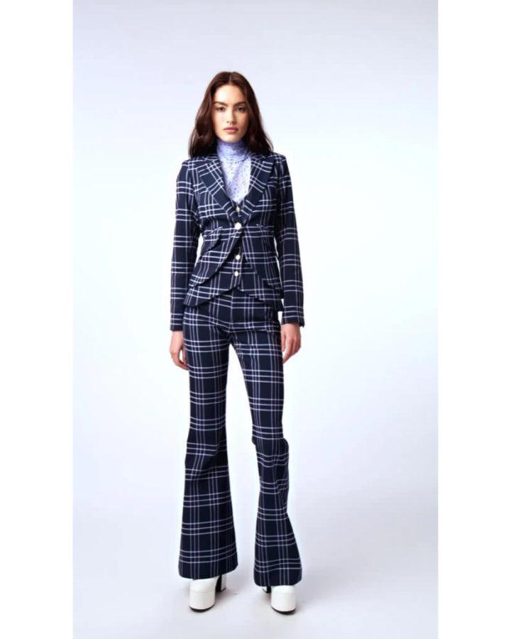 Smythe - One Button Grid Line Blazer