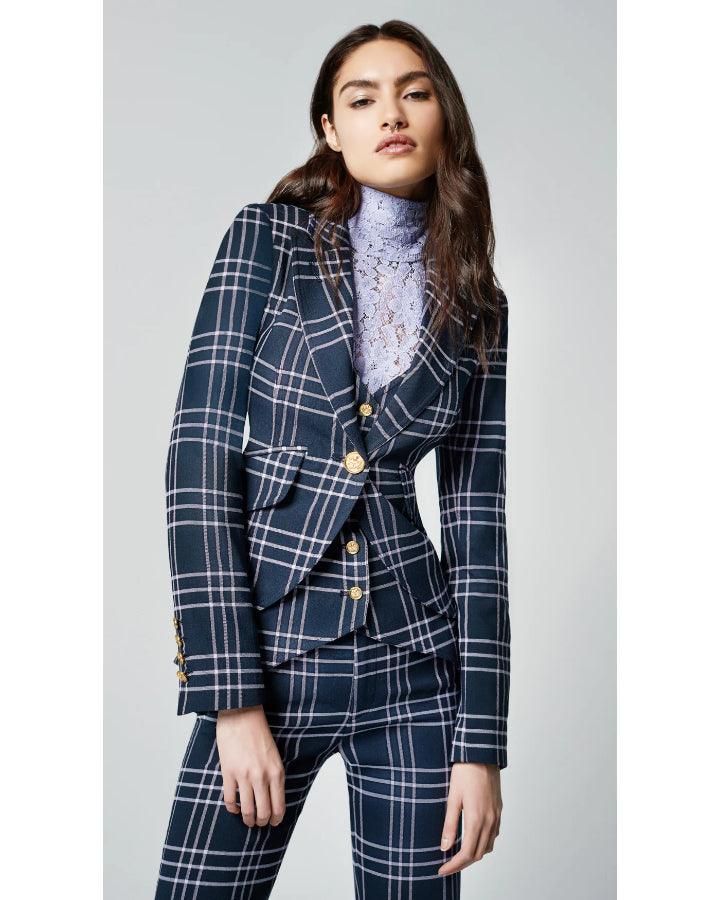 Smythe - One Button Grid Line Blazer