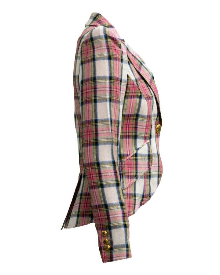 Smythe - Pouf Sleeve Blazer Madras Plaid