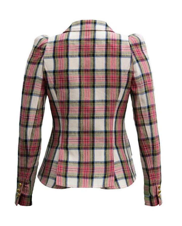 Smythe - Pouf Sleeve Blazer Madras Plaid