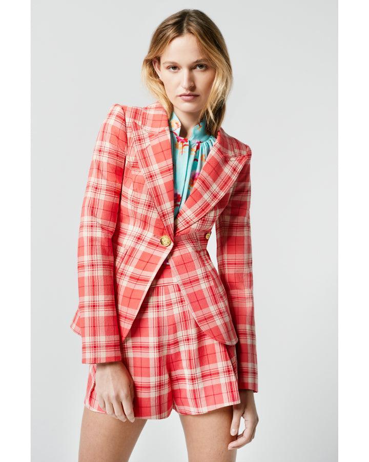 Smythe - Watermelon Plaid Duchess Blazer